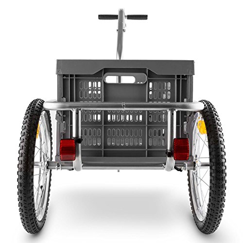 DURAMAXX Bigbig Box Remolque para Bicicletas Carretilla (40L, Carga Maxima 40kg, Palanca Acoplamiento Fija, neumáticos de 16" con válvulas de Coche, Carro transportable, Asas, 4 reflectores, Gris)