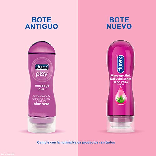 Durex Gel Lubricante Massage 2 en 1 Gel de Masaje y Lubricante Íntimo con Aloe Vera - 200 ml