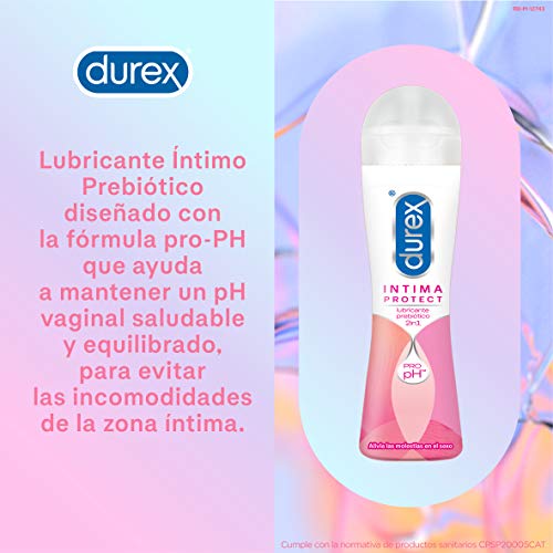 Durex Íntima Protect Lubricante Prebiótico 2In1, Fórmula Pro-Ph, Base Acuosa y Libre de Fragancias, Transparente, 50 Mililitros