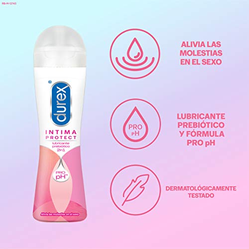 Durex Íntima Protect Lubricante Prebiótico 2In1, Fórmula Pro-Ph, Base Acuosa y Libre de Fragancias, Transparente, 50 Mililitros