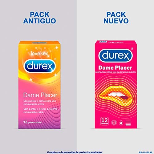 Durex Pack Preservativos Dame Placer 12 Condones + Durex Lubricante Sabor y Aroma Fresa de Base Agua - 50 ml
