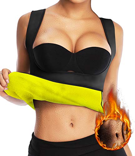 DUROFIT Chaleco de Sudor Pérdida de Peso Faja Reductora Adelgazante Abdominal Mujer Camisetas Sauna Chaleco Neopreno de Sudoración para Deporte Amarillo XXL