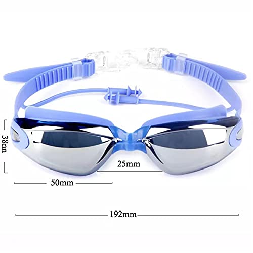 DUTTY Gafas de natación con tapa, tapón para los oídos, Clip para la nariz, antivaho, UV, gafas de natación, electrochapa, Waterprrof, gafas de silicona para adultos (B)