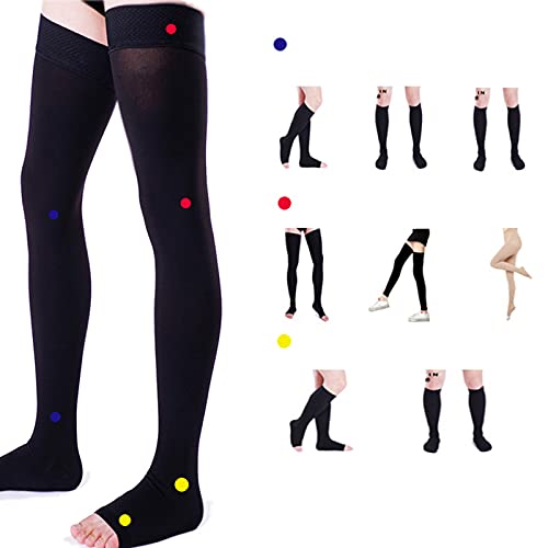 DXDUI Calcetines De Compresión Mangas para Pantorrillas Soporte Firme Tejido Poliéster Alta Elasticidad para Venas Varicosas Férulas De Espinilla para Mejorar Circulación Sanguínea Unisex,Negro,XXL