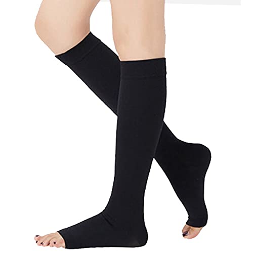 DXDUI Calcetines De Compresión Mangas para Pantorrillas Soporte Firme Tejido Poliéster Alta Elasticidad para Venas Varicosas Férulas De Espinilla para Mejorar Circulación Sanguínea Unisex,Negro,XXL