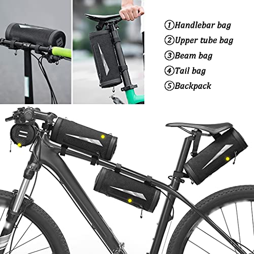 DXIUMZHP Bolsas Manillar Bolsas para Manillar Bicicleta, Capacidad 2L, Bolsa Cabeza Cilíndrica, Bolsa Cola Viga Bicicleta Carretera Montaña, Equipo para Montar En Bicicleta Plegable