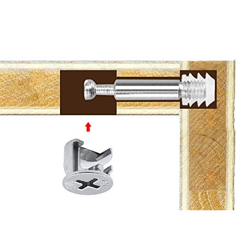 DXLing 25 Juegos Kit de Conectores de Muebles ccesorios de leva Tuercas pre-insertadas Pasadores Tornillos Tuerca de fijación para muebles de madera Armario Cajón para Paquete Plano Muebles Gabinete