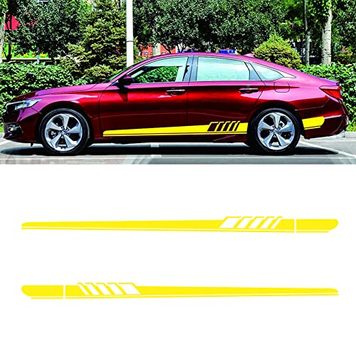 DyAn Coche Carrocería Camión Lateral Vinilo Racing Stripas Sticker Universal, 225 * 11.5cm(Color:Estilo-Amarillo)