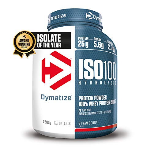 Dymatize ISO 100 Strawberry 2,2kg - Hidrolizado de Proteína de Suero Whey + Aislado en Polvo