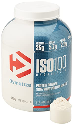 Dymatize ISO 100 Strawberry 2,2kg - Hidrolizado de Proteína de Suero Whey + Aislado en Polvo