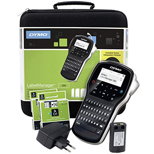 DYMO LabelManager 280 kit de etiquetadora portátil y recargable | teclado QWERTY | con 2 rollos de etiquetas D1 y maletín de transporte