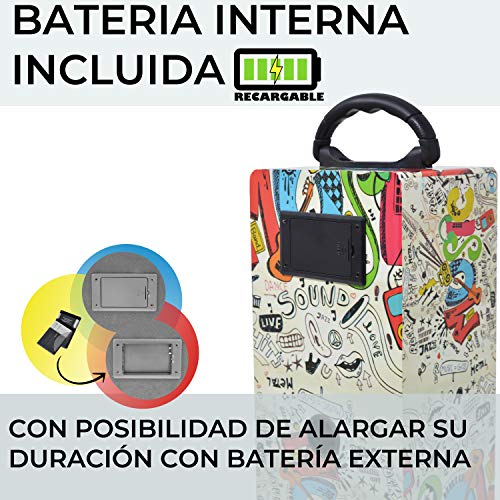 DYNASONIC - Altavoz Bluetooth Portatil Karaoke con Micrófonos Incluidos | Lector USB y SD, Radio FM Modelo 025 (2 Micrófonos)