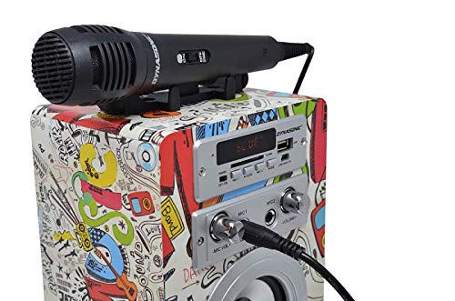 DYNASONIC - Altavoz Bluetooth Portatil Karaoke con Micrófonos Incluidos | Lector USB y SD, Radio FM Modelo 025 (2 Micrófonos)