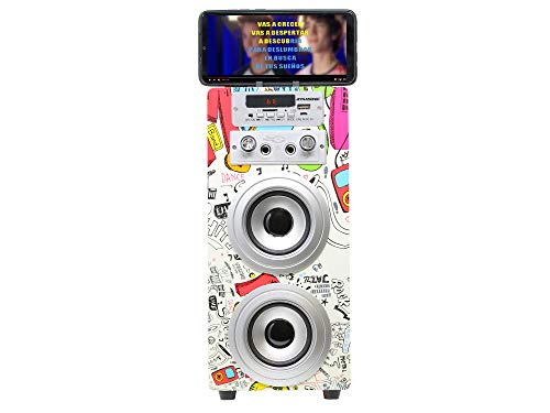 DYNASONIC - Altavoz Bluetooth Portatil Karaoke con Micrófonos Incluidos | Lector USB y SD, Radio FM Modelo 025 (2 Micrófonos)