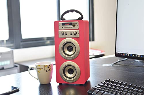 DYNASONIC - Altavoz Bluetooth Portatil Karaoke con Micrófonos Incluidos | Lector USB y SD, Radio FM Modelo 025 (Discoteca Luces Rosa)