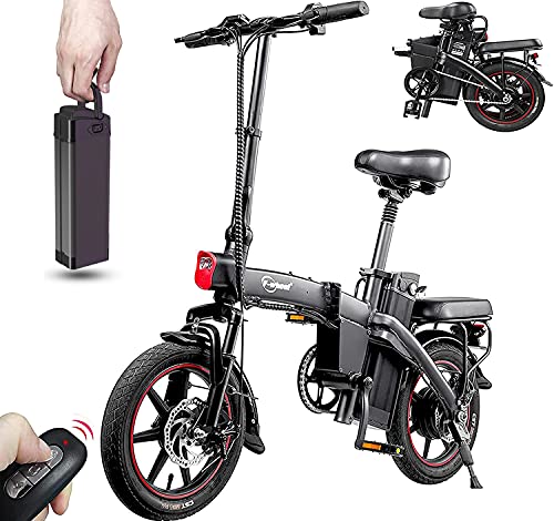 DYU Bicicleta Eléctrica Plegable,14 Pulgadas Inteligente Bicicleta Eléctrica con Asistencia de Pedales,E-Bike con LCD Pantalla,Compacta Portátil Bicicleta Eléctrica,Batería Extraíble,Unisex Adulto