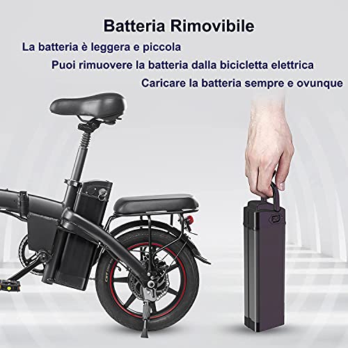 DYU Bicicleta Eléctrica Plegable,14 Pulgadas Inteligente Bicicleta Eléctrica con Asistencia de Pedales,E-Bike con LCD Pantalla,Compacta Portátil Bicicleta Eléctrica,Batería Extraíble,Unisex Adulto