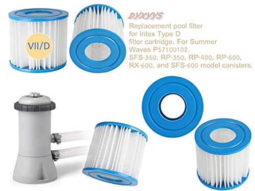 DYXYYS Para Intex tipo D, filtro de piscina Summer Waves tipo D, para bomba de filtro de piscina Bestway tipo VII, cartucho de filtro de piscina para SFS-350/600, RP-350, RP-400, RP-600, RX-600(4pcs)