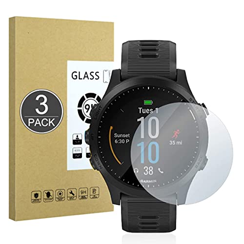 E-Hamii [3 Piezas Vidrio Templado Inastillable 9H Compatible con Garmin Forerunner 945,Protector de Pantalla[Cristal HD Claro]de 0.33 mm para Garmin Forerunner 945