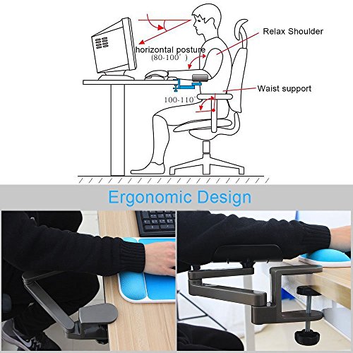 E-More reposabrazos de muñeca ajustable, soporte de brazo de ordenador ergonómico de aleación de aluminio, soporte