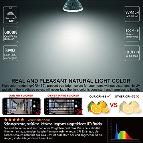 EACLL Bombillas LED GU10 Blanca Fría 6W Regulables de 3 Etapas, Pack de 6. 6000K 635 Lúmenes Reemplaza 85W Halógeno, 3 Brillos, Lámparas Reflectoras 3 en 1, Focos Sin Parpadeo