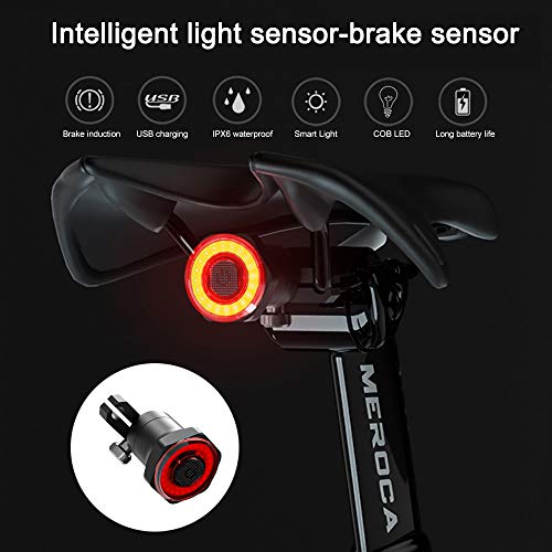 Eamplest Luz Trasera de Bicicleta Impermeable, LED Luz Bicicleta USB Recargable, 7 modos, para Bicicletas de Carretera, Bicicleta de montaña, Mochilas