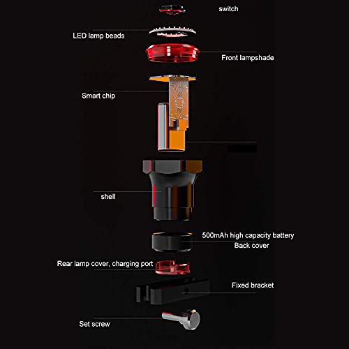 Eamplest Luz Trasera de Bicicleta Impermeable, LED Luz Bicicleta USB Recargable, 7 modos, para Bicicletas de Carretera, Bicicleta de montaña, Mochilas