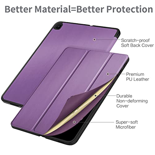 EasyAcc Funda compatible con Samsung Galaxy Tab S6 Lite 2020 con cristal blindado, ultrafina, con función atril, piel sintética, para Tab S6 Lite 10,4 pulgadas SM-P610N/P615N, color lila