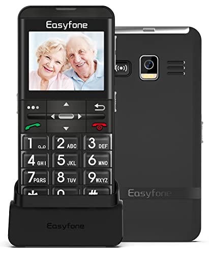 Easyfone Prime-A7 Teléfono Móvil para Personas Mayores con Teclas Grandes y botón SOS, GPS, Fácil de Usar Móviles para Ancianos con Base cargadora (Negro gsm)