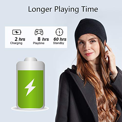 EasyULT Bluetooth Gorro Invierno, Unisex Gorro Bluetooth 5.0 música Recargable, Micrófono para Llamadas Manos Libres, Regalo para Hombres, Mujeres, para Deportes al Aire Libre(Negro)