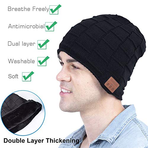 EasyULT Gorro Deportivo con Bluetooth Auriculares, Gorro Bluetooth 5.0 Music Recargable para Deportes al Aire Libre, Hombre Mujer Beanie Hat Sombrero Lavable para Correr(Negro)