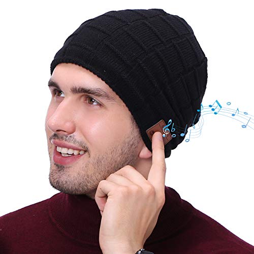 EasyULT Gorro Deportivo con Bluetooth Auriculares, Gorro Bluetooth 5.0 Music Recargable para Deportes al Aire Libre, Hombre Mujer Beanie Hat Sombrero Lavable para Correr(Negro)
