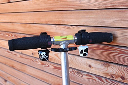 ebos Alpenhupe, Cencerro como Timbre de Bicicleta, Compatible con Todas Las Bicicletas, Abrazadera de Bicicleta Resistente a la Intemperie, Timbre con un Alto Sonido para Cada Manillar (Blanco/Negro)