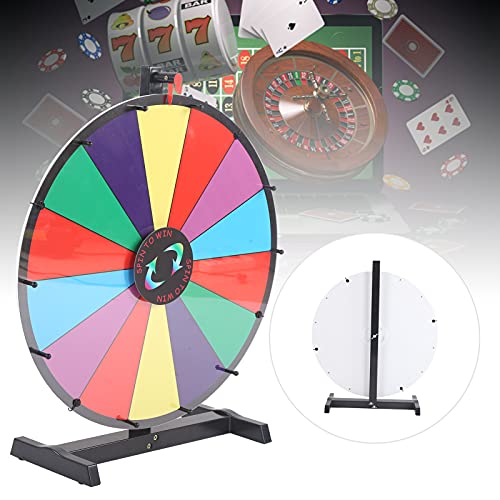 EBTOOLS Rueda de premio de 24 pulgadas, 14 ranuras Dry Face, Tradeshow Fortune Spinning Game Fortune Ruleta Spinning Juego Rueda misteriosa para fiesta Carnaval Tradeshow