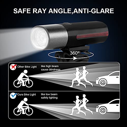 EBUYFIRE Luz Bicicleta Recargable USB, 1600 mAh LED Luces Bicicleta Delantera y Trasera, 4 Modos, IPX5 Impermeable Luces Seguridad para Ciclismo de Montaña y Carretera