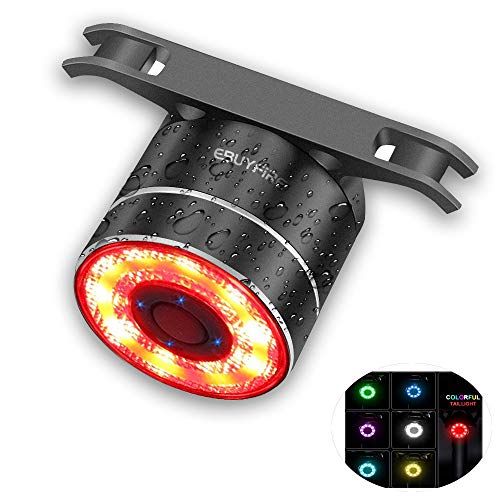 EBUYFIRE Luz Trasera de Bicicleta Inteligente Recargable USB, Super Brillante Rojo Luz LED Bici, Impermeable, Faro Trasero Bici para Máxima Seguridad de Ciclismo (Multicolor)