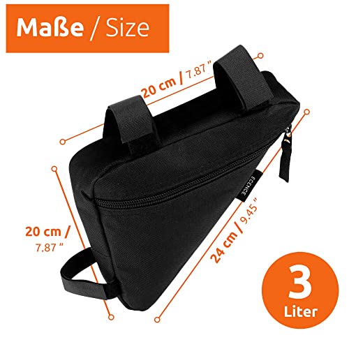 ECENCE Bolsa Impermeable Cuadro de Bicicleta Guardar DNI Kit de reparación fácil de Montar en el Cuadro con Velcro Bolsa Cuadro de Negra Bolsa Triangular de Nylon Resistente al desgarro 24040201