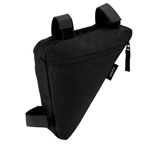 ECENCE Bolsa Impermeable Cuadro de Bicicleta Guardar DNI Kit de reparación fácil de Montar en el Cuadro con Velcro Bolsa Cuadro de Negra Bolsa Triangular de Nylon Resistente al desgarro 24040201