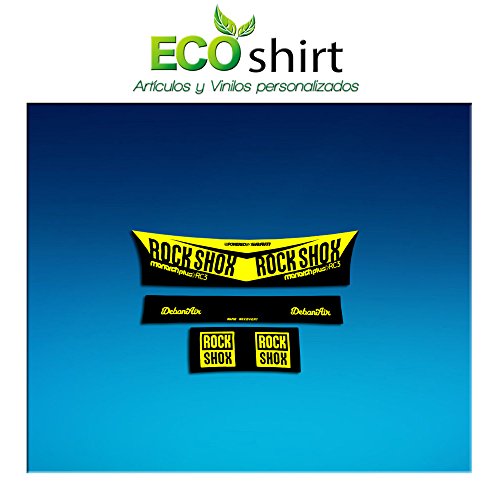Ecoshirt Pegatina Sticker Shock Rock Shox Monarch Plus Rc3 Am203 Aufkleber Decals Autocollants Amortiguador MTB Downhill, Amarillo
