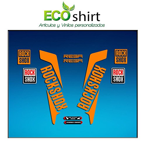 Ecoshirt Pegatinas Horquilla Stickers Fork Rockshox Reba 2016 Am33 Stickers Aufkleber Decals Adesivi Bike BTT MTB Cycle, Naranja 29"
