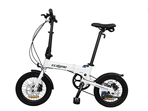 ECOSMO Bicicleta plegable de aleación ligera de 16 pulgadas, 6 SP, frenos de disco duales - 16AF02W