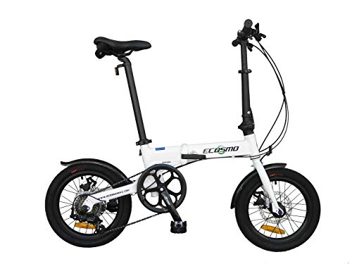 ECOSMO Bicicleta plegable de aleación ligera de 16 pulgadas, 6 SP, frenos de disco duales - 16AF02W