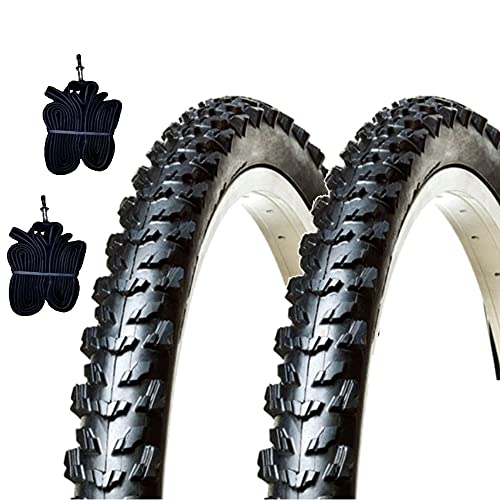 Ecovelò 2 COPERTONI 24 X 1.95 CAMERE 2 neumáticos MTB 24 x 1,95 (50-507) + Cámaras, Unisex niños, Negro