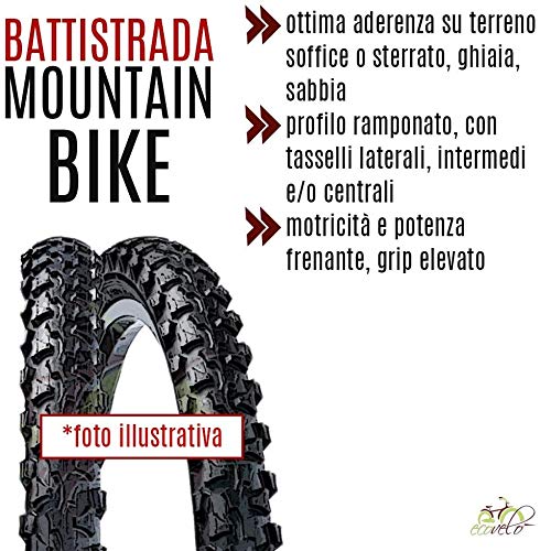 Ecovelò 2 neumáticos 12 1/2 x 1,75 x 2 1/4 (47 – 203) + cámaras con válvula Americana, neumáticos de Goma para Bicicleta MTB para niños, Unisex, Adulto, Negro, única