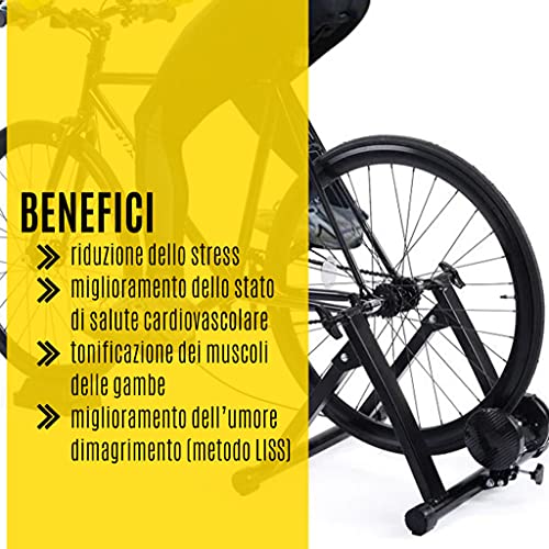 Ecovelò Rodillo Ffitness para Bicicleta Rojo Turbo Entrenamiento Indoor Plegable Resistencia magnética con Soporte y Cierre de liberación rápida | Ahorra Espacio, 24", 25", 26", 27", 28", 29", 700C