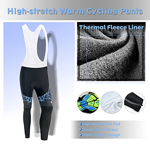 EDMRIK Ropa Ciclismo Hombre Invierno, Traje Bicicleta Térmico con Mangas Largas, Maillot Ciclismo con Bolsillos y Pantalón MTB Invierno Largo