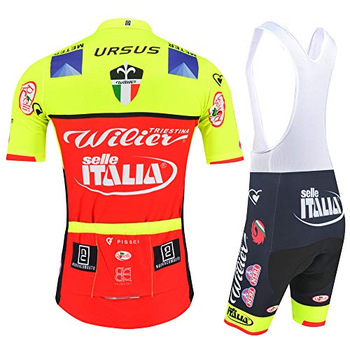 EDMRIK Traje de Ciclismo para Verano, Maillot Ciclismo Mangas Cortas y Acolchado de Gel Culotte Bicicleta para MTB