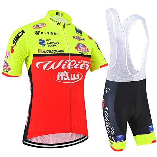 EDMRIK Traje de Ciclismo para Verano, Maillot Ciclismo Mangas Cortas y Acolchado de Gel Culotte Bicicleta para MTB