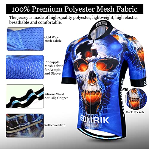 EDMRIK Traje de Ciclismo para Verano, Maillot Ciclismo Mangas Cortas y Acolchado de Gel Culotte Bicicleta para MTB (L, TIAM10)