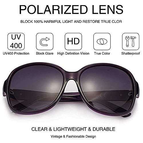 EFE Gafas de Sol Polarizadas para Mujeres Hombres Moda y Elegante Ovaladas de Gran Tamaño Protección UV400 Contra los Rayos Ultravioletas y Luz Brillante para Señoras Violetas Violeta